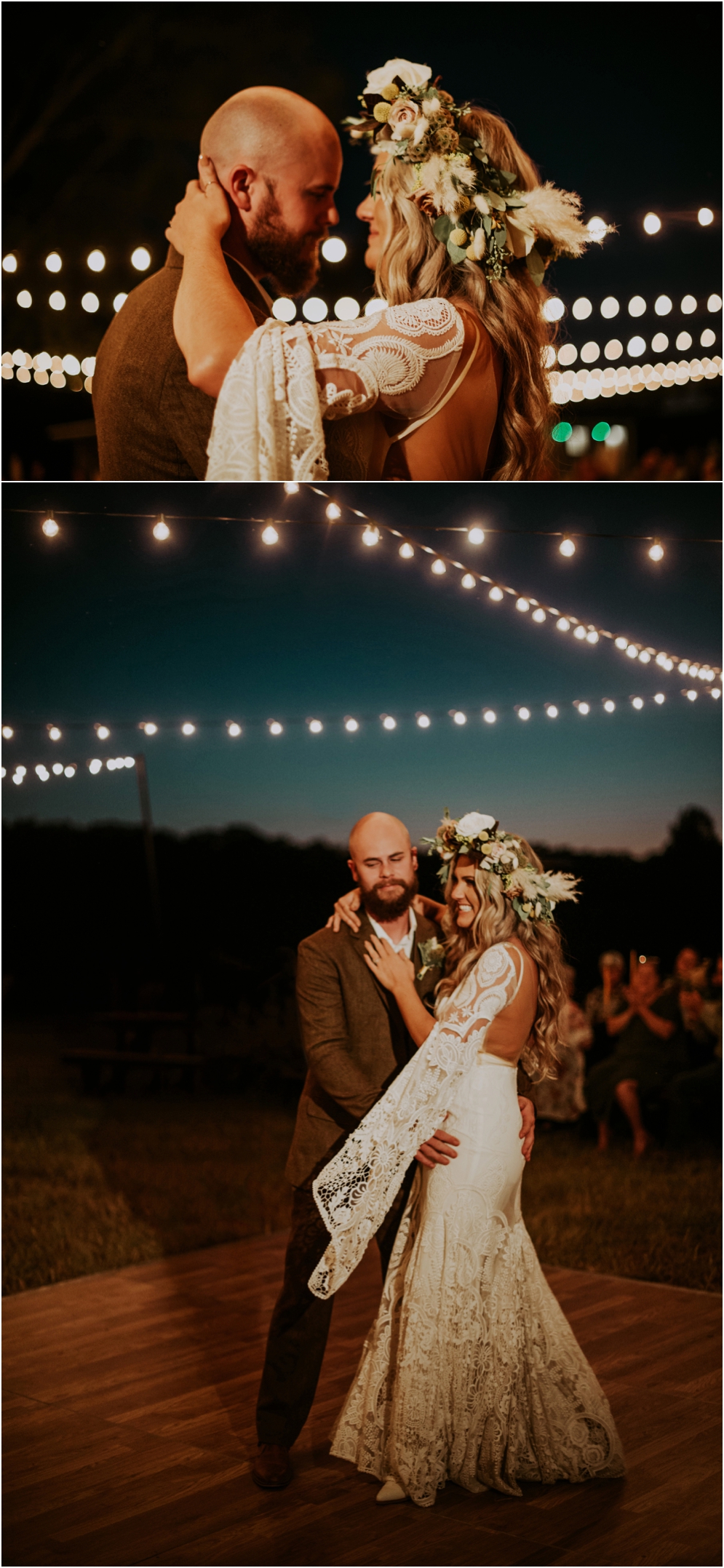 Bohemian Backyard Wedding, Rue De Seine Bridal, Lovely Bride, Flower Crown, First Dance, Outdoor Reception, Charlotte NC Wedding Photographer, Boho Wedding