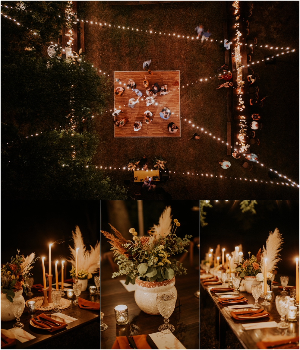 Bohemian Backyard Wedding, Rue De Seine Bridal, Lovely Bride, Flower Crown, Full Moon, Boho Wedding, Drone Wedding Photography