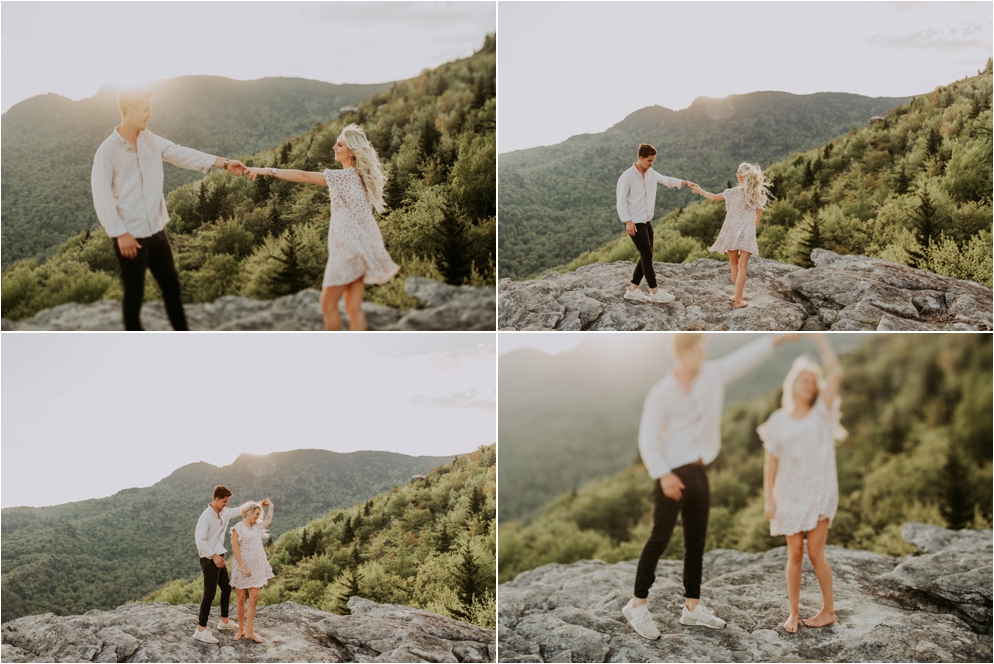 Grandfather Mountain Engagement, Boone NC, Rough Ridge Engagement, NC Wedding Photographer, Boone Wedding Photographer, Blue Ridge Mountains, Blue Ridge Wedding Photographer, Grandfather Mountain Elopement, Mountain Elopement, Rough Ridge Wedding, Rough Ridge Elopement, Grandfather Mountain Wedding, Blowing Rock Wedding Photographer, Blowing Rock NC, Engaged, dancing, mountains