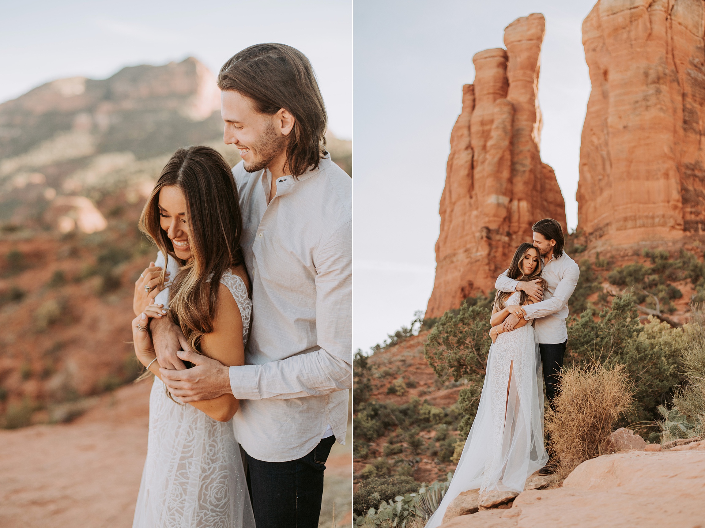 Engagement in Sedona AZ, Elopement in Sedona, Bride and Groom, Harley Davidson Motorcycle, Le Laurier Bridal, Adventurous Elopement, Arizona Wedding Photographer, Engaged, Cathedral Rock Elopement, Cathedral Rock Engagement