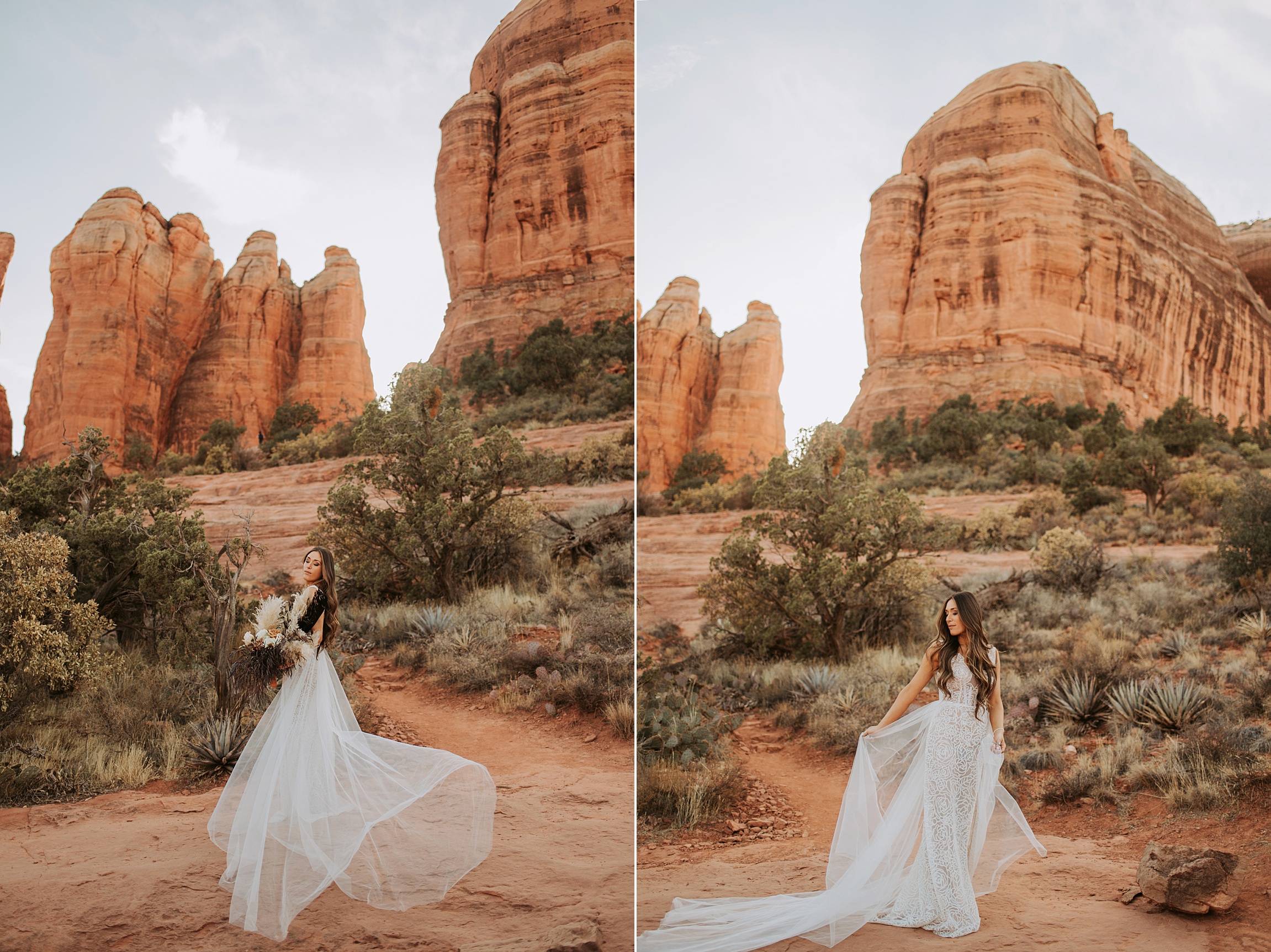 Engagement in Sedona AZ, Elopement in Sedona, Bride and Groom, Harley Davidson Motorcycle, Le Laurier Bridal, Adventurous Elopement, Arizona Wedding Photographer, Engaged, Cathedral Rock Engagement, Cathedral Rock Elopement, Bohemian Bride