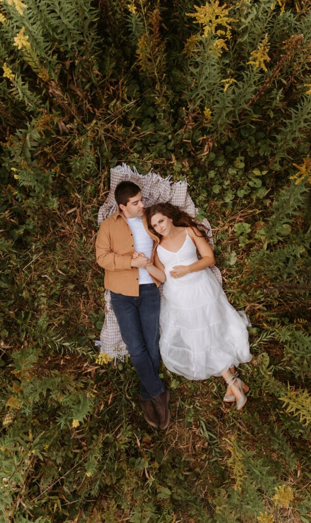 Drone photo from Fall engagement session in NC Mountains