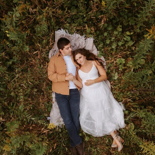 Drone photo from Fall engagement session in NC Mountains